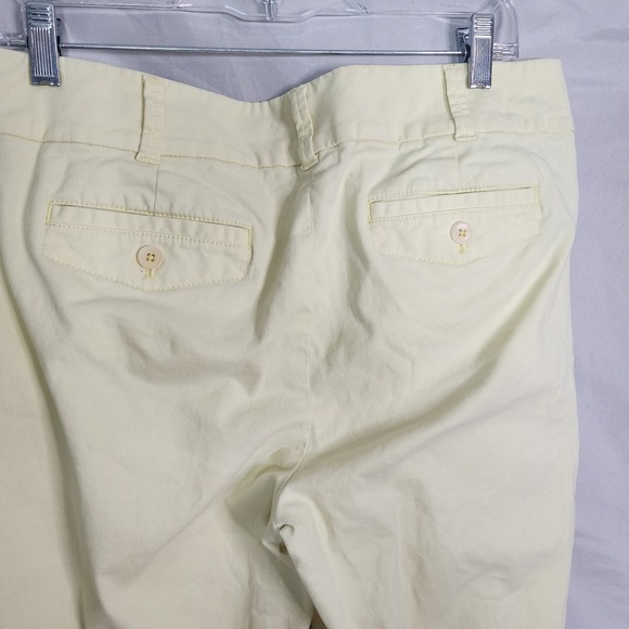 TALBOTS Size 12 The Daily Ankle Yellow Twill Cotton Blend Flat Front Preppy Pant - Picture 4 of 7